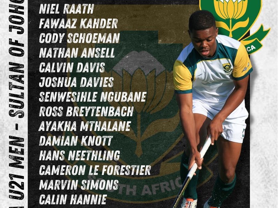 South African Hockey Junior Men named for Sultan of Johor Cup